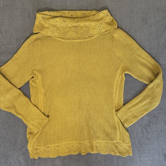 Chico's Womens Sweater Size 2 or Large Yellow Knit Turtle Neck Sweater - Picture 1 of 8